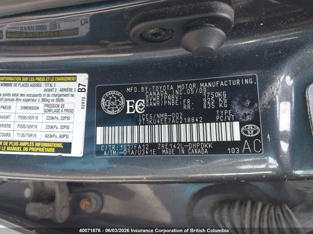 40071676 :رقم المزاد ، 2T1KU4EE7AC218842 vin ، 2010 Toyota Corolla Matrix مزاد بيع