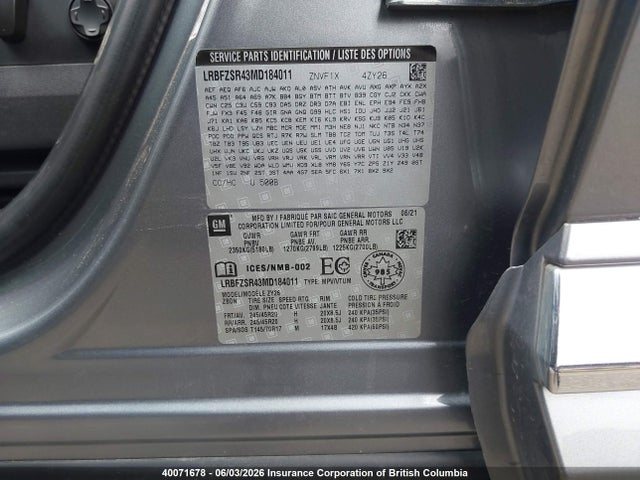 LRBFZSR43MD184011 Buick Envision Avenir