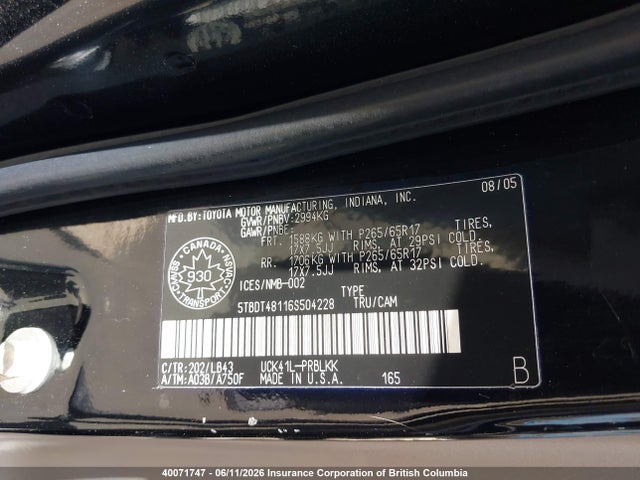 Продажа на аукционе авто 2006 Toyota Tundra Double Cab Limited, vin: 5TBDT48116S504228, номер лота: 40071747