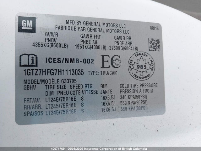 1GTZ7HFG7H1113035 GMC Savana 3500 Work Van