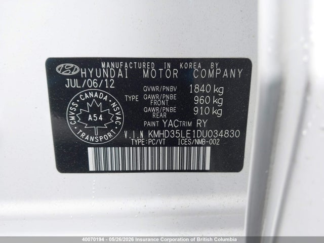 Aukcja sprzedaży 2013 Hyundai Elantra Gt, vin: KMHD35LE1DU034830, numer aukcji: 40070194