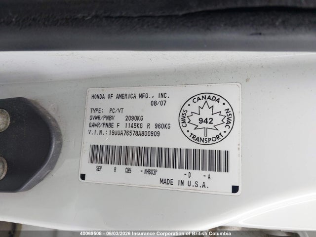 Продажа на аукционе авто 2008 Acura Tl Type S, vin: 19UUA76578A800909, номер лота: 40069508