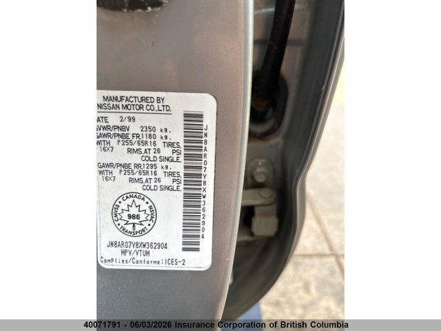 Auction sale of the 1999 Nissan Pathfinder Le/se/xe, vin: JN8AR07Y8XW362904, lot number: 40071791