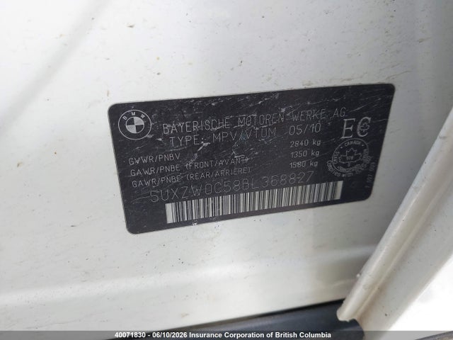 Aukcja sprzedaży 2011 Bmw X5, vin: 5UXZW0C58BL368827, numer aukcji: 40071830