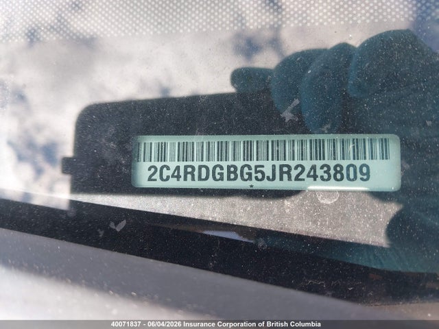 40071837 :رقم المزاد ، 2C4RDGBG5JR243809 vin ، 2018 Dodge Grand Caravan Se مزاد بيع