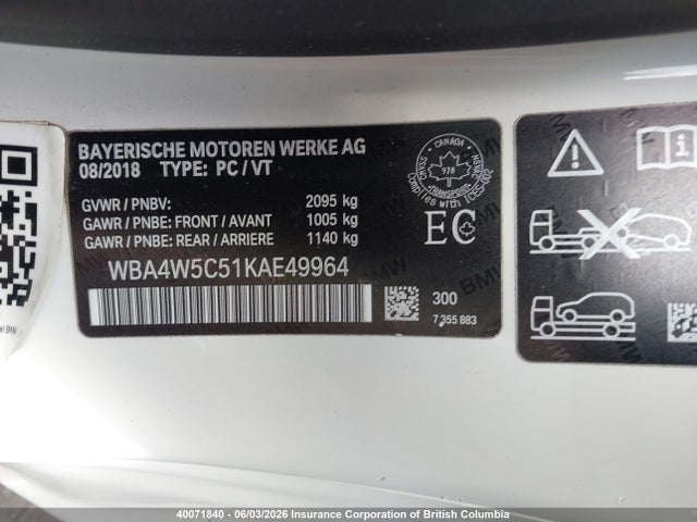 Aukcja sprzedaży 2019 Bmw 430i, vin: WBA4W5C51KAE49964, numer aukcji: 40071840