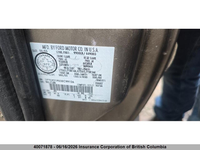 Продажа на аукционе авто 2003 Ford F350, vin: 1FTSX31P03EC99126, номер лота: 40071878