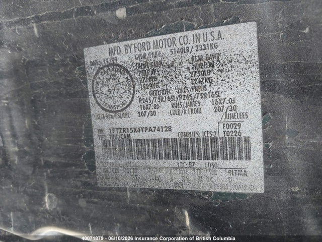 2000 Ford Ranger Super Cab მანქანა იყიდება აუქციონზე, vin: 1FTZR15X4YPA74128, აუქციონის ნომერი: 40071879