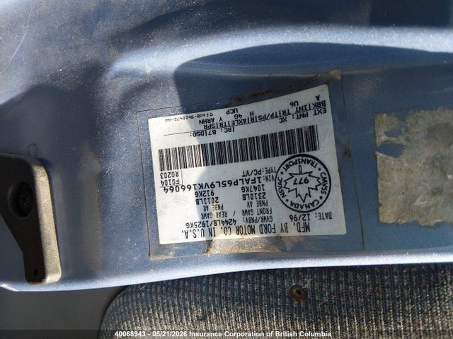 Aukcja sprzedaży 1997 Ford Contour Gl/sport, vin: 1FALP65L9VK166064, numer aukcji: 40068943