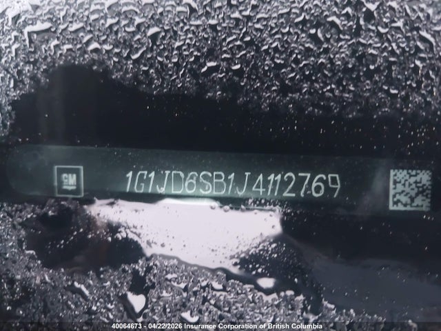 2018 Chevrolet Sonic Lt მანქანა იყიდება აუქციონზე, vin: 1G1JD6SB1J4112769, აუქციონის ნომერი: 40064673