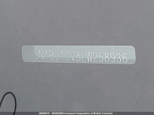 40040815 :رقم المزاد ، JN1BJ1CV8LW258936 vin ، 2020 Nissan Rogue Sport S/sv/sl مزاد بيع
