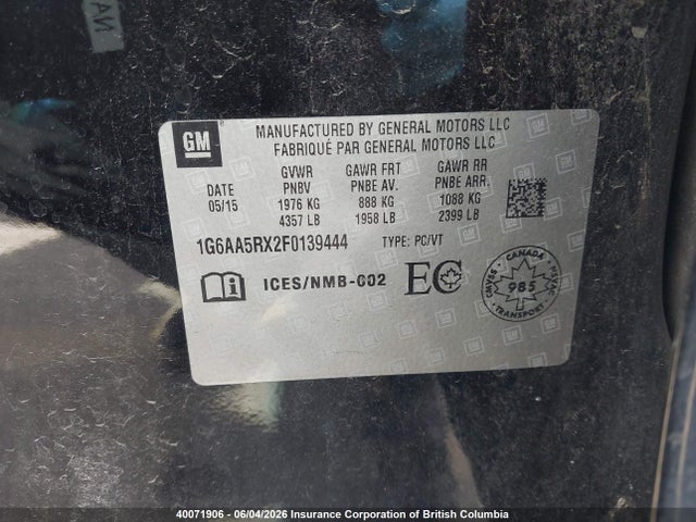 Продаж на аукціоні авто 2015 Cadillac Ats, vin: 1G6AA5RX2F0139444, номер лоту: 40071906