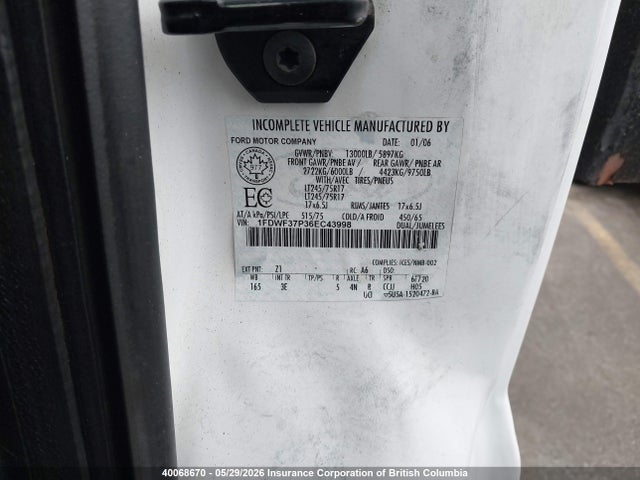 Aukcja sprzedaży 2006 Ford F350 Super Duty, vin: 1FDWF37P36EC43998, numer aukcji: 40068670