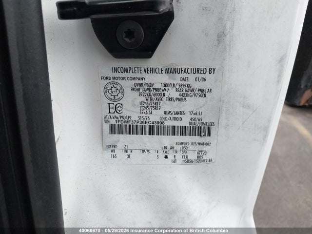 Aukcja sprzedaży 2006 Ford F350 Super Duty, vin: 1FDWF37P36EC43998, numer aukcji: 40068670