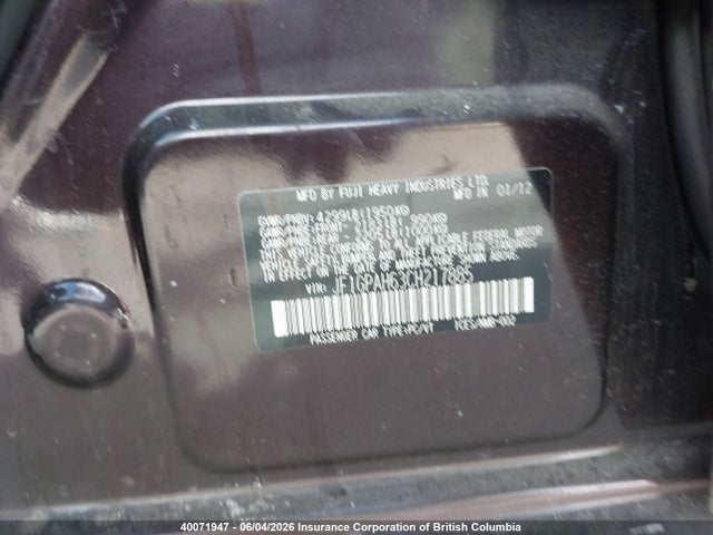 40071947 :رقم المزاد ، JF1GPAH63CH217885 vin ، 2012 Subaru Impreza Limited مزاد بيع