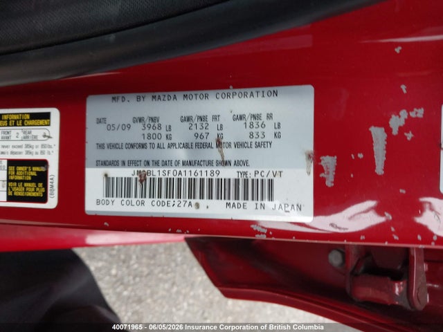 40071965 :رقم المزاد ، JM1BL1SF0A1161189 vin ، 2010 Mazda 3 I مزاد بيع