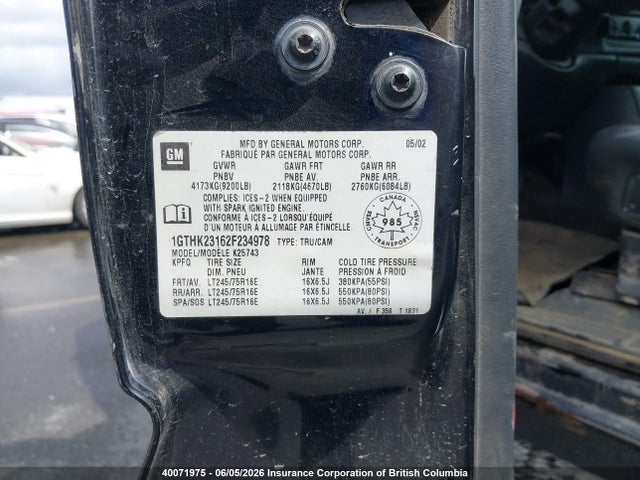 Aukcja sprzedaży 2002 Gmc Sierra 2500hd Sl/sle/slt, vin: 1GTHK23162F234978, numer aukcji: 40071975