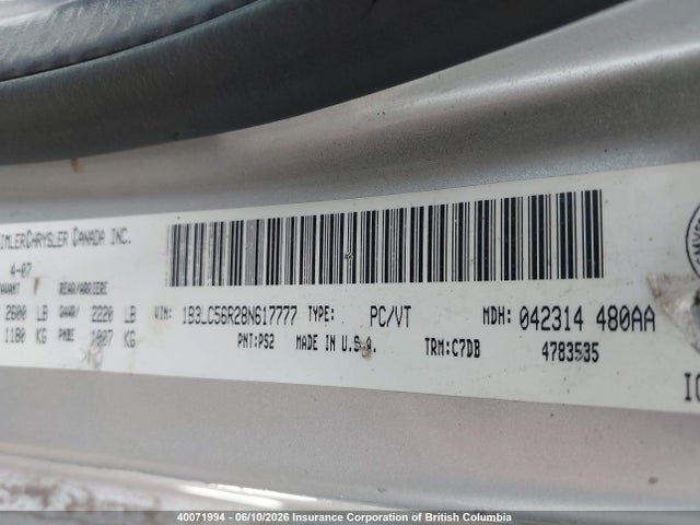 40071994 :رقم المزاد ، 1B3LC56R28N617777 vin ، 2008 Dodge Avenger Sxt مزاد بيع