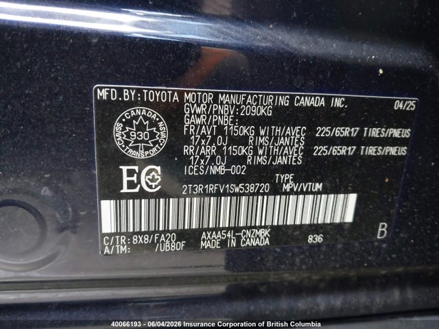 Aukcja sprzedaży 2025 Toyota Rav4 Xle/xle Premium, vin: 2T3R1RFV1SW538720, numer aukcji: 40066193