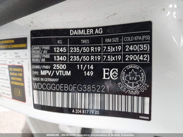 Продажа на аукционе авто 2015 Mercedes-benz Glk 250 Bluetec, vin: WDCGG0EB0FG385221, номер лота: 40066349