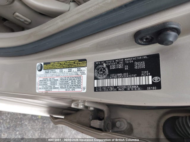 2005 Toyota Camry მანქანა იყიდება აუქციონზე, vin: 4T1BE32KX5U422797, აუქციონის ნომერი: 40072051