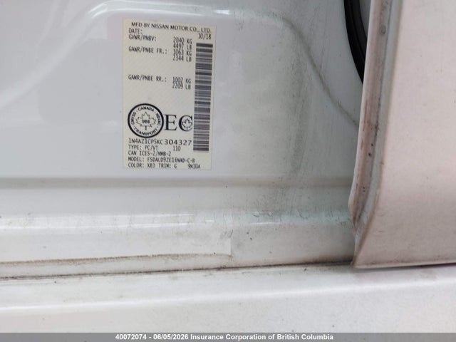 Nissan Leaf 2019 1N4AZ1CP5KC304327 Image 9
