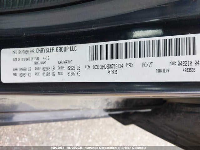 40072084 :رقم المزاد ، 1C3CCBHG0DN719134 vin ، 2013 Chrysler 200 مزاد بيع