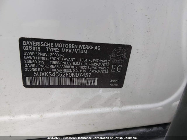 Продаж на аукціоні авто 2015 Bmw X5 Xdrive35d, vin: 5UXKS4C52F0N07457, номер лоту: 40067926
