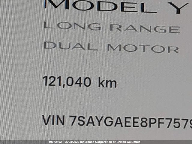 40072102 :رقم المزاد ، 7SAYGAEE8PF757980 vin ، 2023 Tesla Model Y مزاد بيع