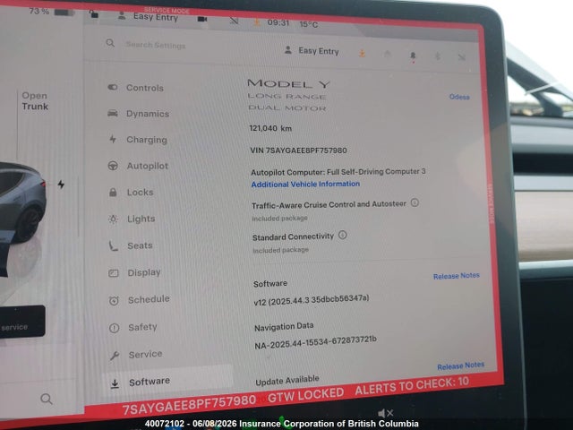 40072102 :رقم المزاد ، 7SAYGAEE8PF757980 vin ، 2023 Tesla Model Y مزاد بيع