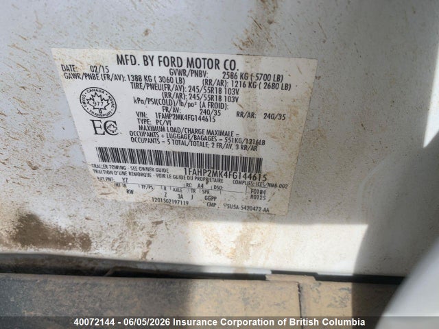 Продаж на аукціоні авто 2015 Ford Taurus Police Interceptor, vin: 1FAHP2MK4FG144615, номер лоту: 40072144