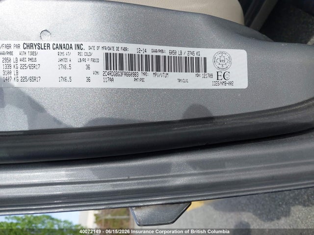 Dodge Grand Caravan Se/sxt 2015 2C4RDGBG3FR660983 Image 9