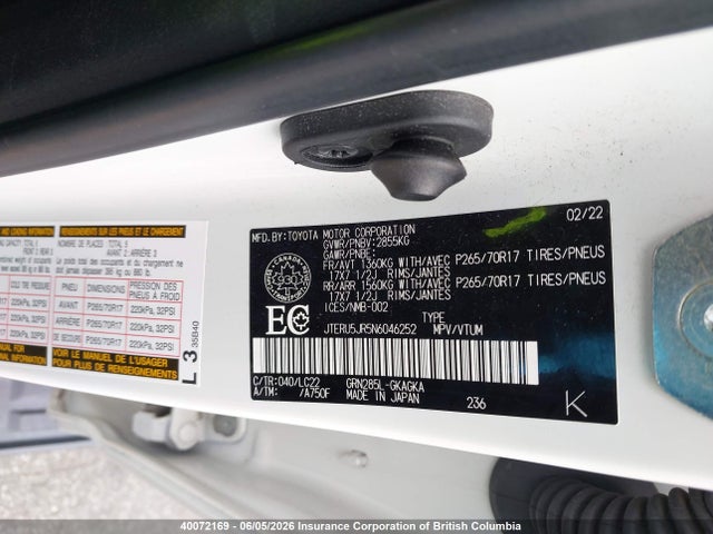 Продажа на аукционе авто 2022 Toyota 4runner, vin: JTERU5JR5N6046252, номер лота: 40072169