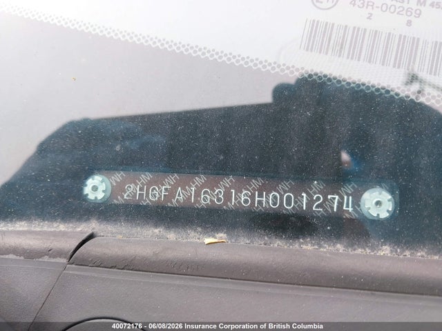 2006 Honda Civic მანქანა იყიდება აუქციონზე, vin: 2HGFA16316H001274, აუქციონის ნომერი: 40072176