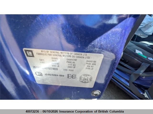 40072236 :رقم المزاد ، 2G1WB58N579374839 vin ، 2007 Chevrolet Impala Ls مزاد بيع