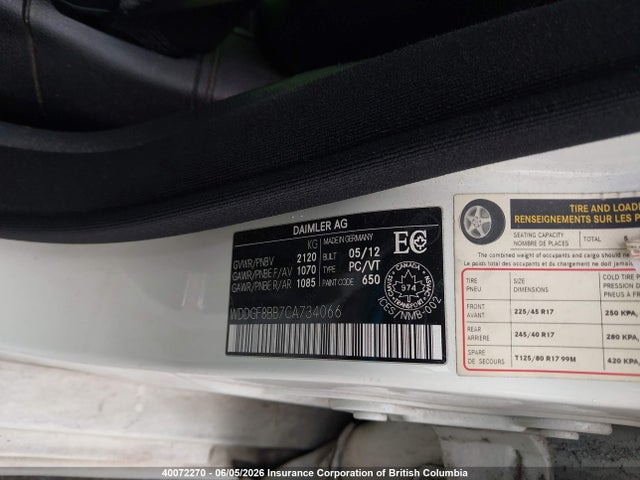 Продаж на аукціоні авто 2012 Mercedes-benz C 300 4matic, vin: WDDGF8BB7CA734066, номер лоту: 40072270