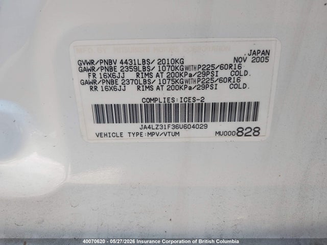 Продаж на аукціоні авто 2006 Mitsubishi Outlander Ls, vin: JA4LZ31F36U604029, номер лоту: 40070620