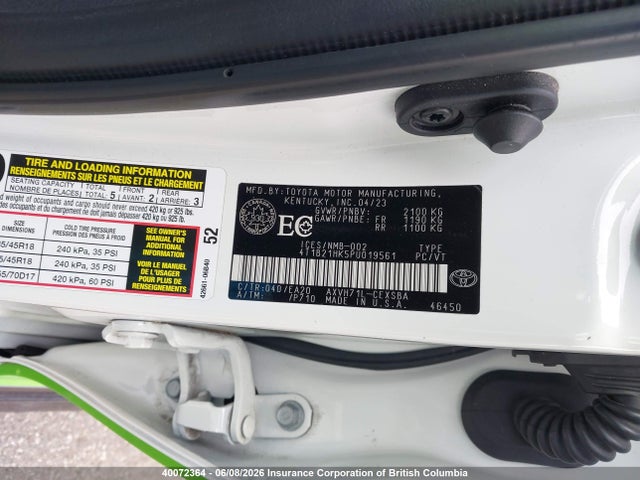 2023 Toyota Camry მანქანა იყიდება აუქციონზე, vin: 4T1B21HK5PU019561, აუქციონის ნომერი: 40072364