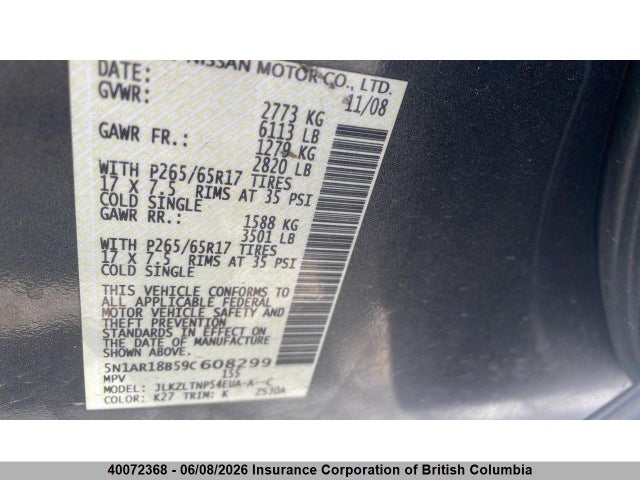 Продаж на аукціоні авто 2009 Nissan Pathfinder Se, vin: 5N1AR18B59C608299, номер лоту: 40072368