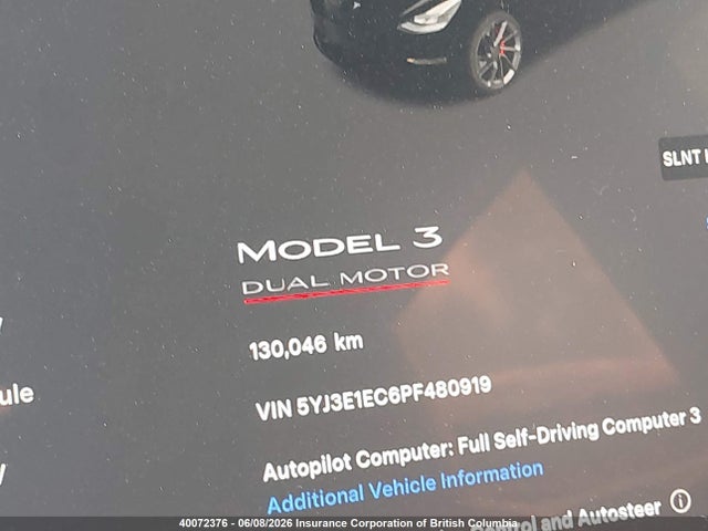 Aukcja sprzedaży 2023 Tesla Model 3, vin: 5YJ3E1EC6PF480919, numer aukcji: 40072376