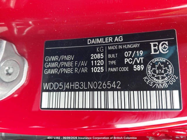 WDD5J4HB3LN026542 Mercedes-Benz CLA 250 4MATIC