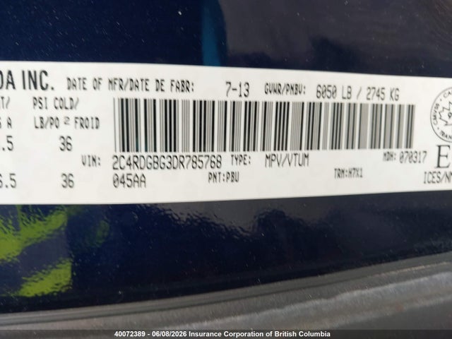 Продаж на аукціоні авто 2013 Dodge Grand Caravan Se/sxt, vin: 2C4RDGBG3DR785768, номер лоту: 40072389