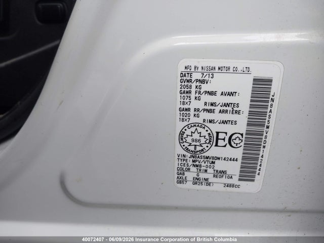 Aukcja sprzedaży 2013 Nissan Rogue, vin: JN8AS5MV8DW142444, numer aukcji: 40072407