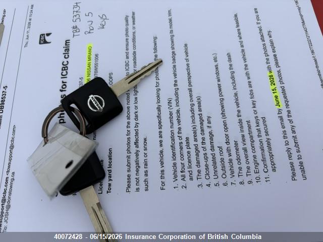 Продаж на аукціоні авто 2006 Nissan Murano Sl/se/s, vin: JN8AZ08W76W551006, номер лоту: 40072428