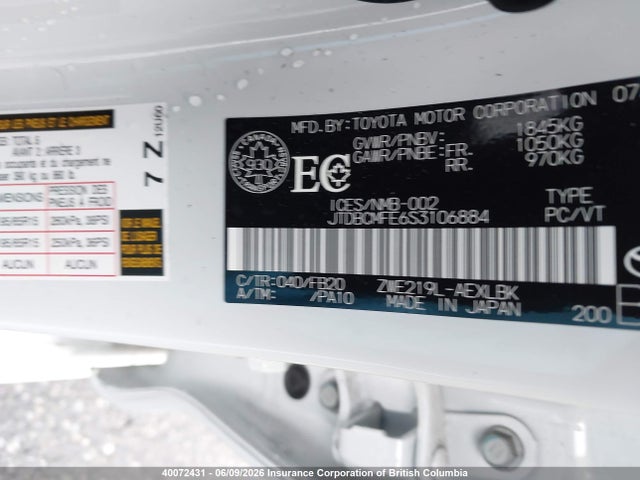 Aukcja sprzedaży 2025 Toyota Corolla Le/se/xle, vin: JTDBCMFE6S3106884, numer aukcji: 40072431