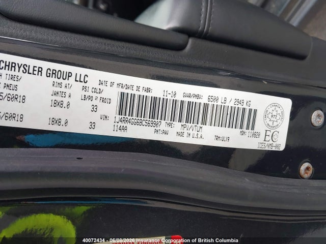 40072434 :رقم المزاد ، 1J4RR4GG6BC569907 vin ، 2011 Jeep Grand Cherokee Laredo مزاد بيع