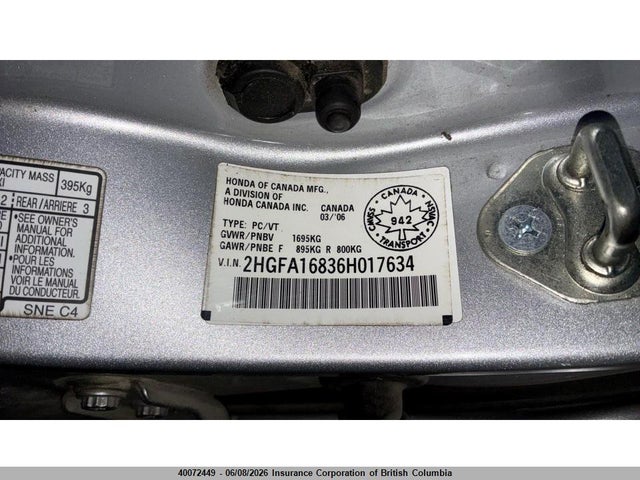 Продаж на аукціоні авто 2006 Honda Civic, vin: 2HGFA16836H017634, номер лоту: 40072449