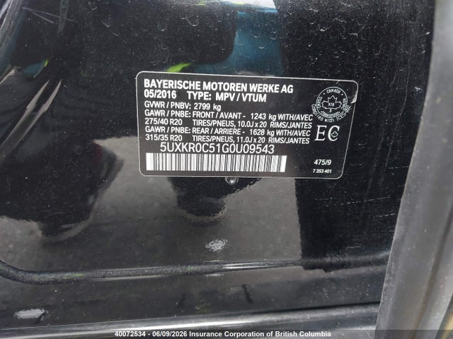 5UXKR0C51G0U09543 BMW X5