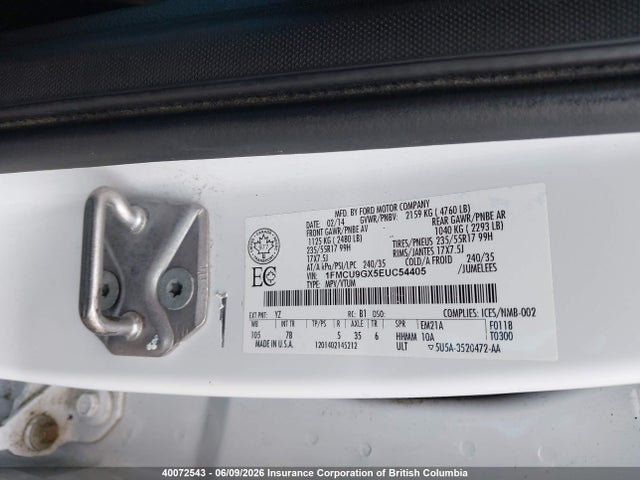 Aukcja sprzedaży 2014 Ford Escape Se, vin: 1FMCU9GX5EUC54405, numer aukcji: 40072543