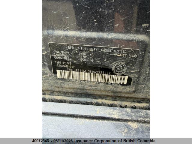 Aukcja sprzedaży 2010 Subaru Legacy 3.6r Premium, vin: 4S3BMJG60A2225697, numer aukcji: 40072548